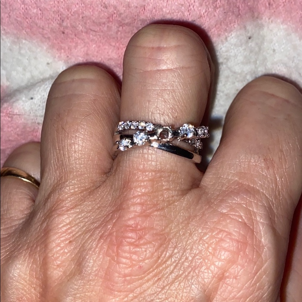 LAB-DIAMOND STERLING SILVER BAND in 14k gold